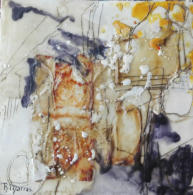 DH.02.B - Tweeluik - 20 x 20 cm - was, olieverf, en inkt op hout - 2017